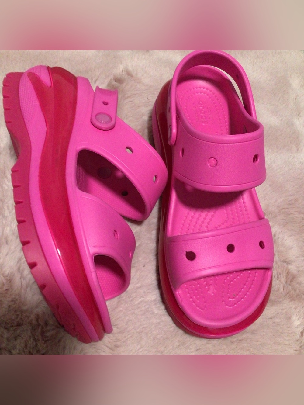 Crocs Pink Platform Sandals size 11